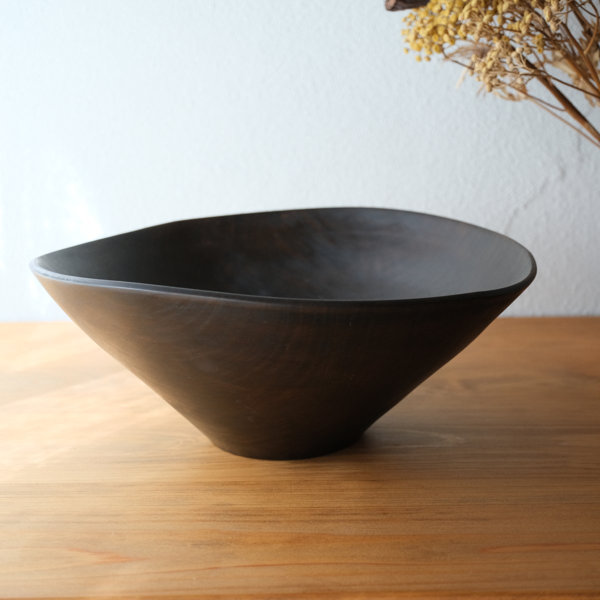 サクラの大きなボウル【黒】〈ガラスコーティング〉【2329】 | kiki craft