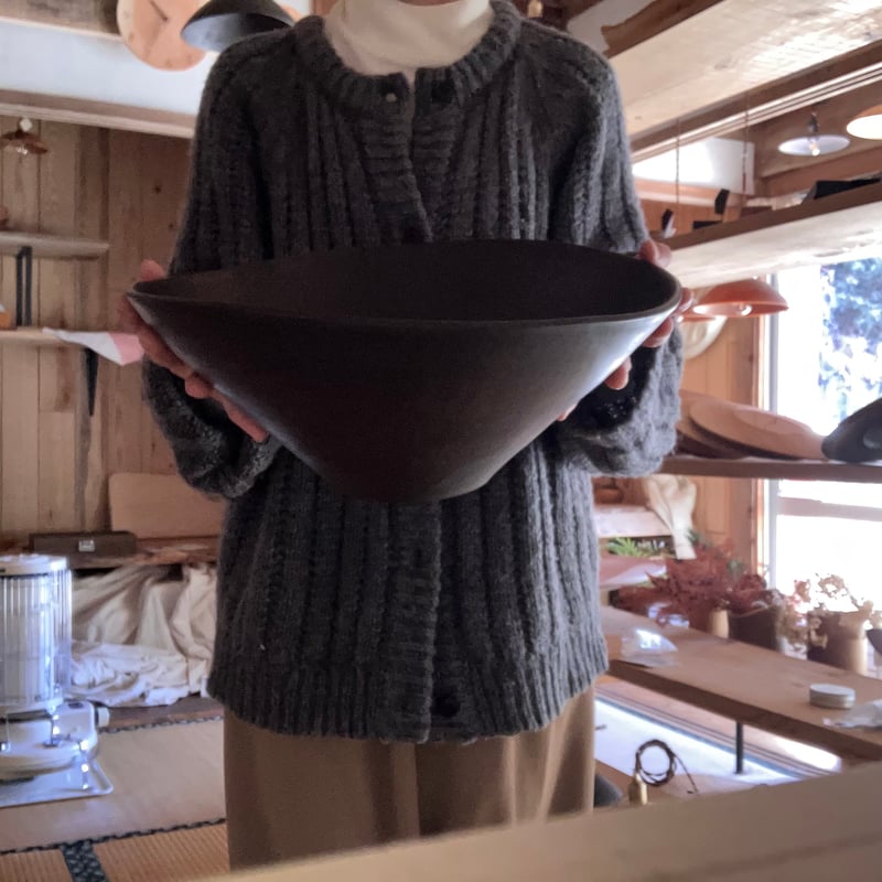 サクラの大きなボウル【黒】〈ガラスコーティング〉【2329】 | kiki craft