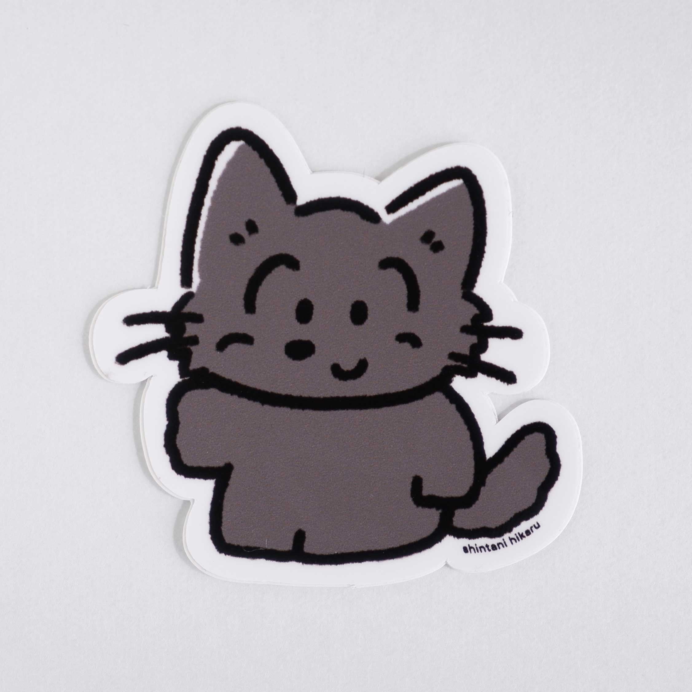 黒ねこ　11号 黒猫 長毛ver. ステッカー | しんたにひかるSHOP