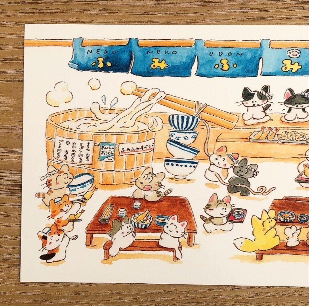 ポストカード〈ねこねこうどん屋さん〉 | しんたにひかる