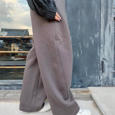 MIDVAIN 裏起毛カーブデザインスウェットパンツ