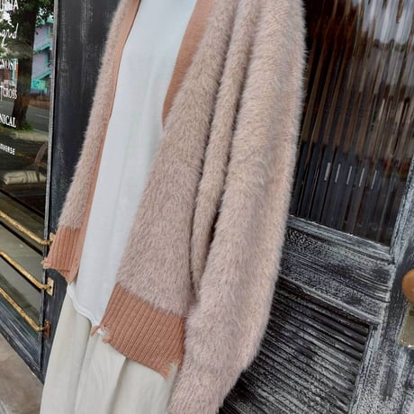 MIDVAIN シャギーニットクラッシュデザインカーディガン