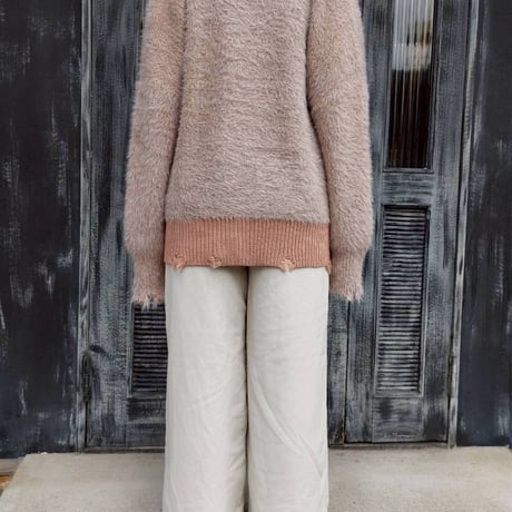 MIDVAIN シャギーニットクラッシュデザインカーディガン