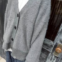 MIDVAIN シャギーニットクラッシュデザインカーディガン