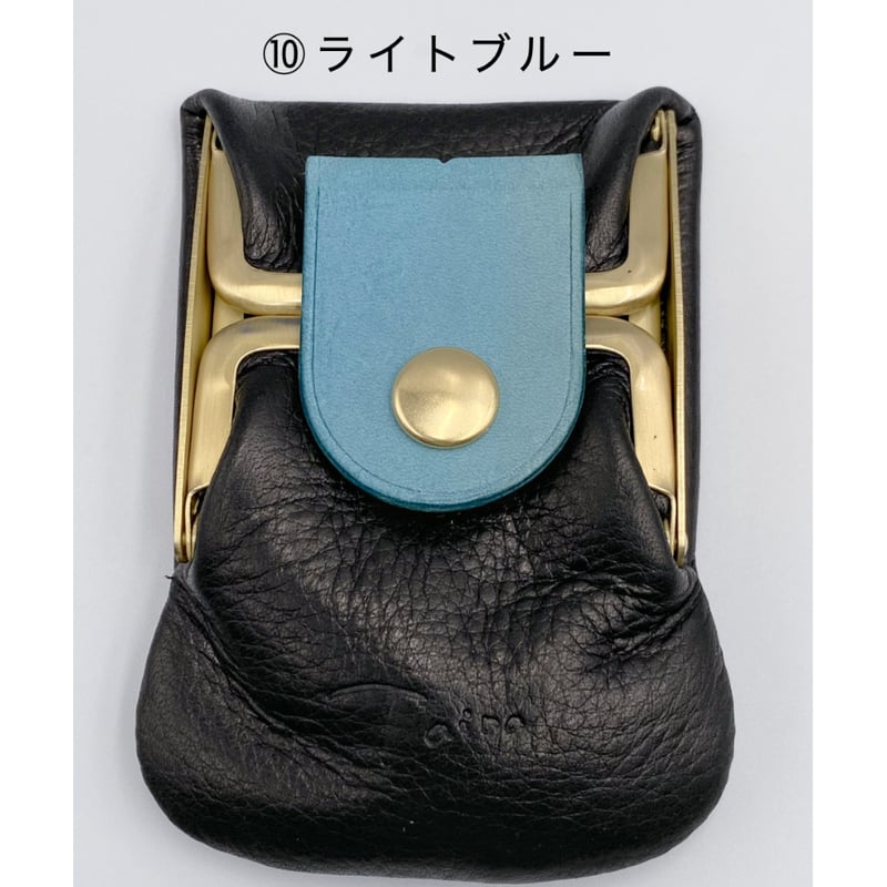 kannon ガマグチ 三つ折り財布ブラック×マットゴールド【受注生産