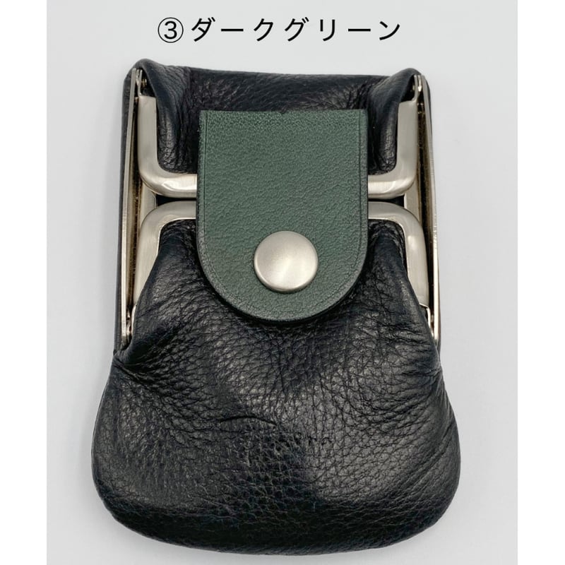 kannon ガマグチ 二つ折り財布 ブラック×マットシルバー【受注生産