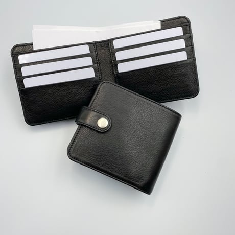 kannon  ガマグチ  二つ折り財布 ブラック×マットシルバー【受注生産】