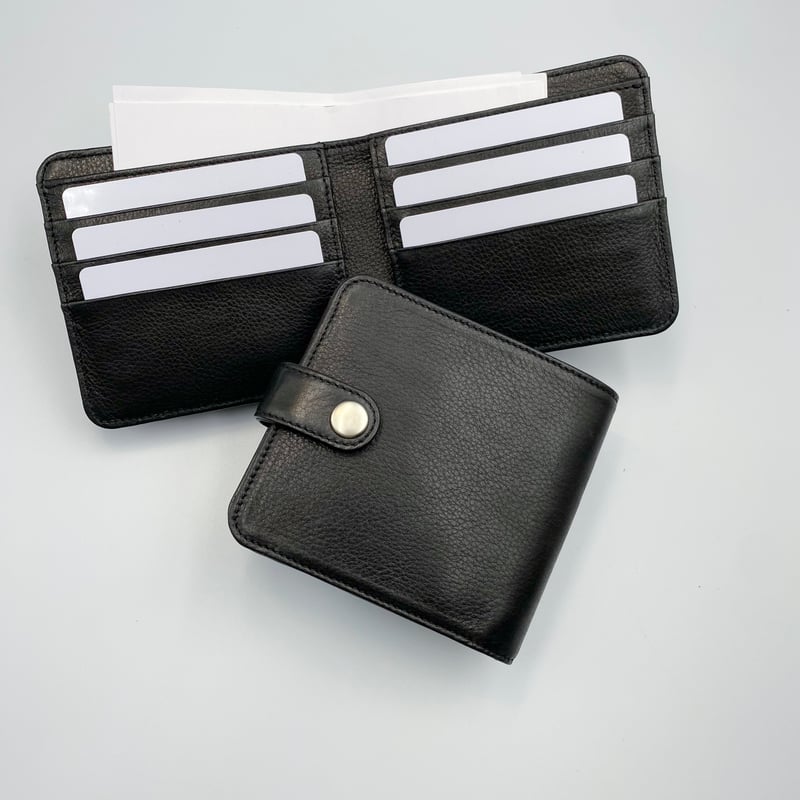 kannon ガマグチ 二つ折り財布 ブラック×マットシルバー【受注生産