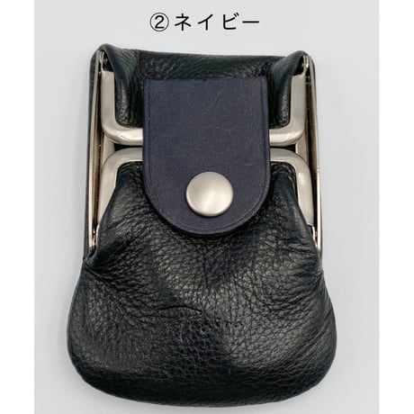 kannon  ガマグチ  二つ折り財布 ブラック×マットシルバー【受注生産】