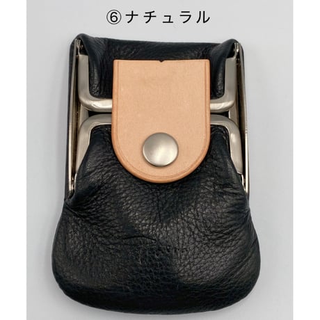 kannon  ガマグチ  二つ折り財布 ブラック×マットシルバー【受注生産】