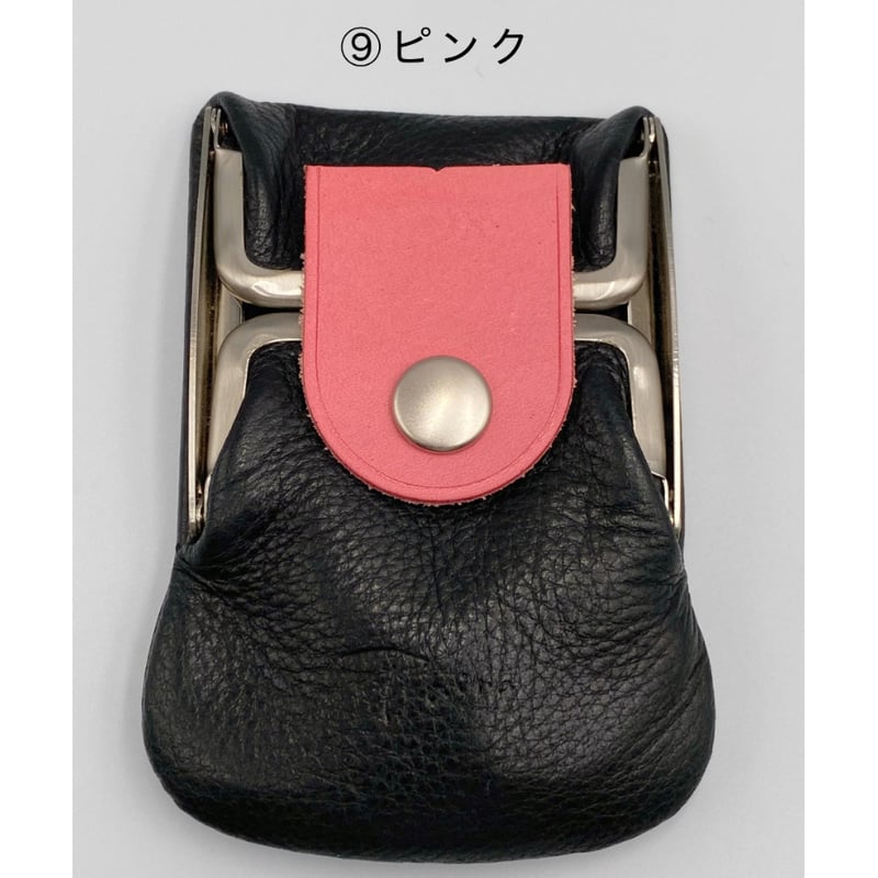 kannon ガマグチ 三つ折り財布ブラック×マットシルバー【受注生産