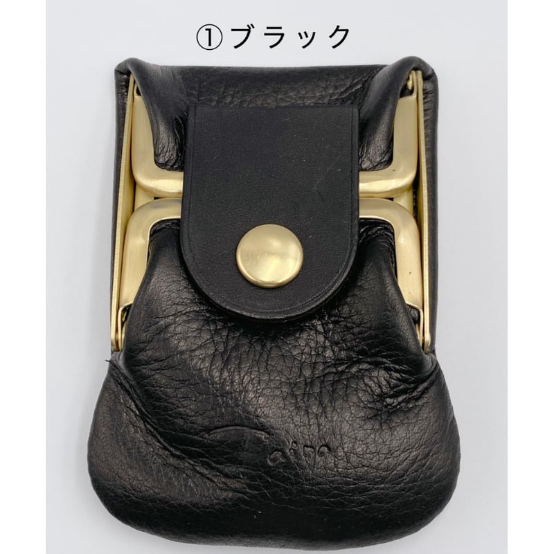 kannon ガマグチ 二つ折り財布 ブラック×マットゴールド【受注