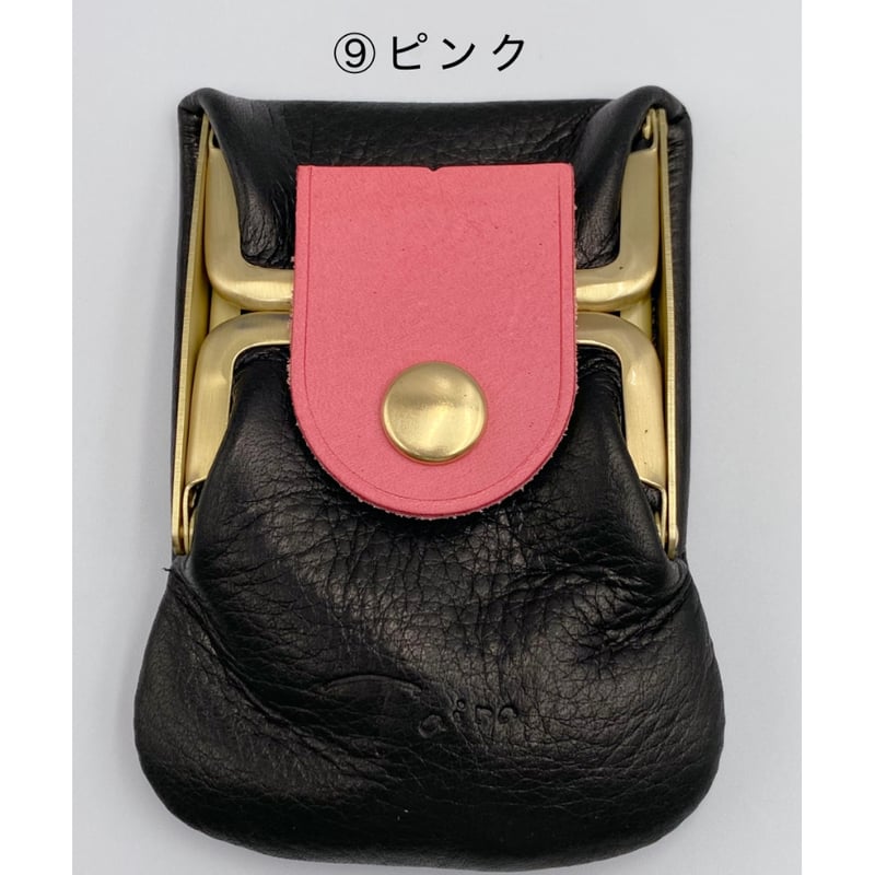 kannon ガマグチ 三つ折り財布ブラック×マットゴールド【受注生産