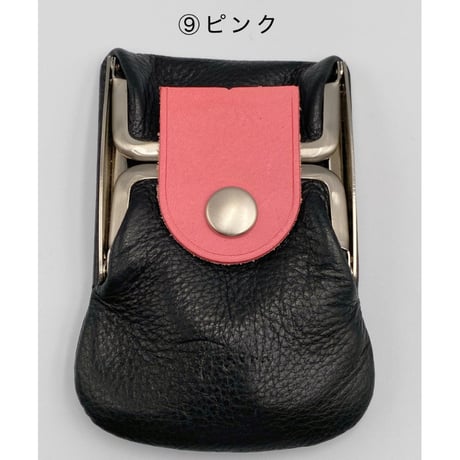 kannon  ガマグチ  二つ折り財布 ブラック×マットシルバー【受注生産】