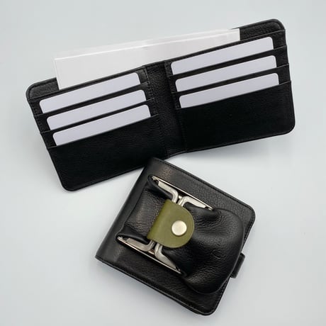 kannon  ガマグチ  二つ折り財布 ブラック×マットシルバー【受注生産】