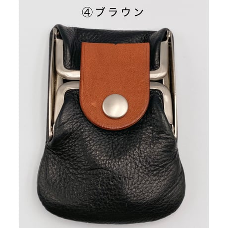 kannon  ガマグチ  二つ折り財布 ブラック×マットシルバー【受注生産】