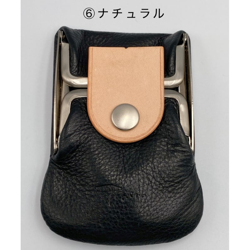 kannon ガマグチ 三つ折り財布ブラック×マットシルバー【受注生産