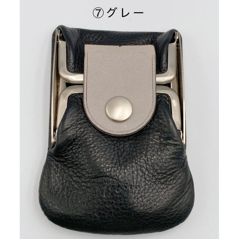 【超極美品 】 ブラック 三つ折り財布 V1 kannon ガマグチ 三つ折り財布ブラック×マットシルバー【受注