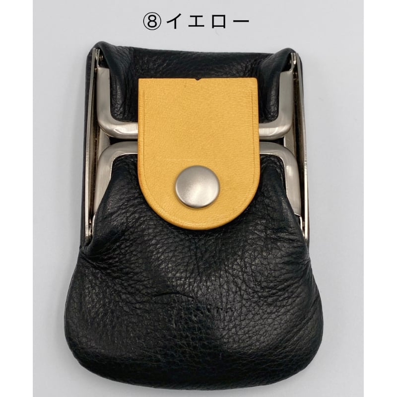 kannon ガマグチ 二つ折り財布 ブラック×マットシルバー【受注生産