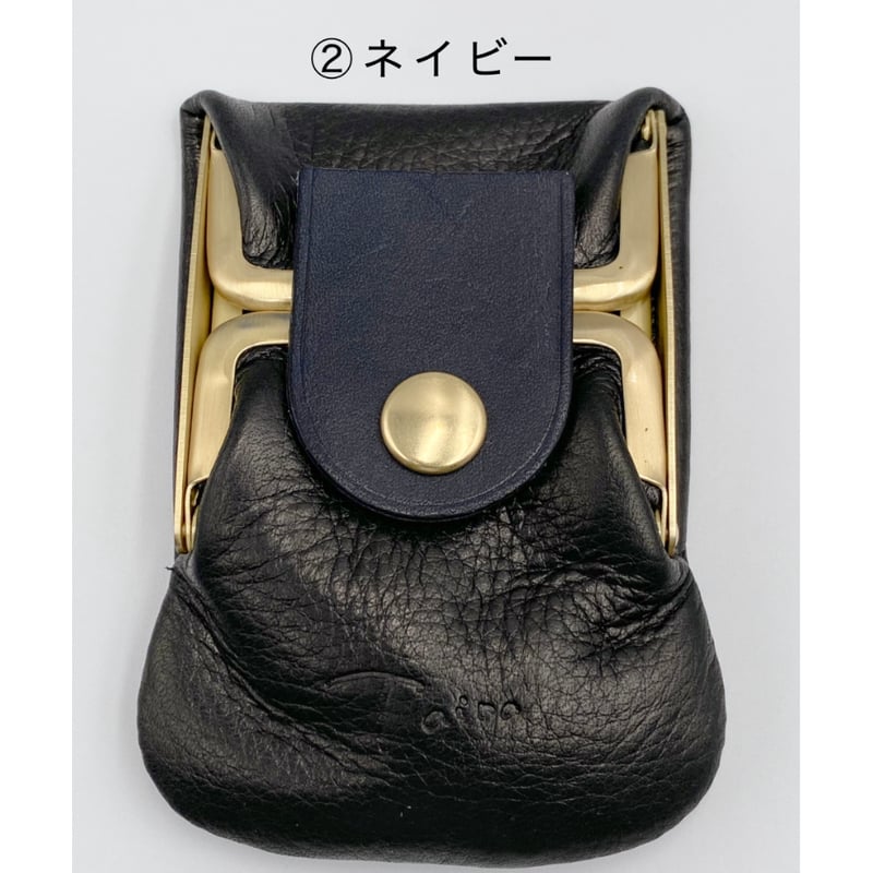 Kannon ガマグチ コインケース ブラック×マットゴールド【受注生産