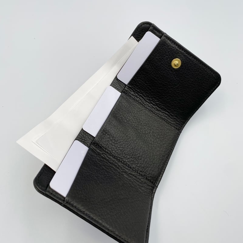 kannon ガマグチ 三つ折り財布ブラック×マットゴールド【受注生産