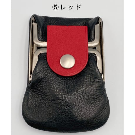 kannon  ガマグチ  二つ折り財布 ブラック×マットシルバー【受注生産】