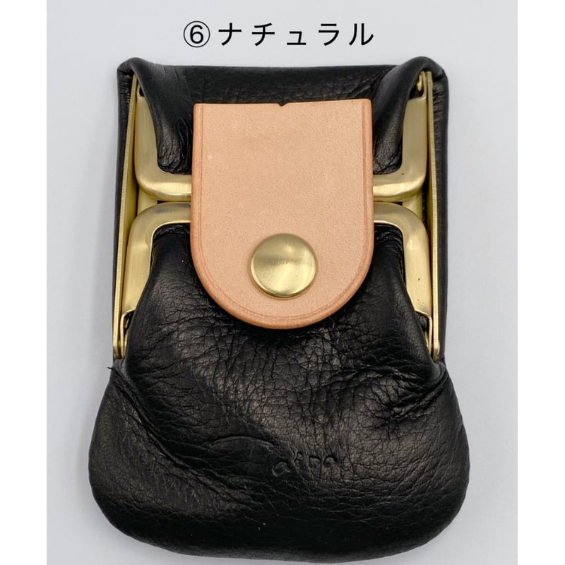 kannon ガマグチ 三つ折り財布ブラック×マットゴールド【受注生産