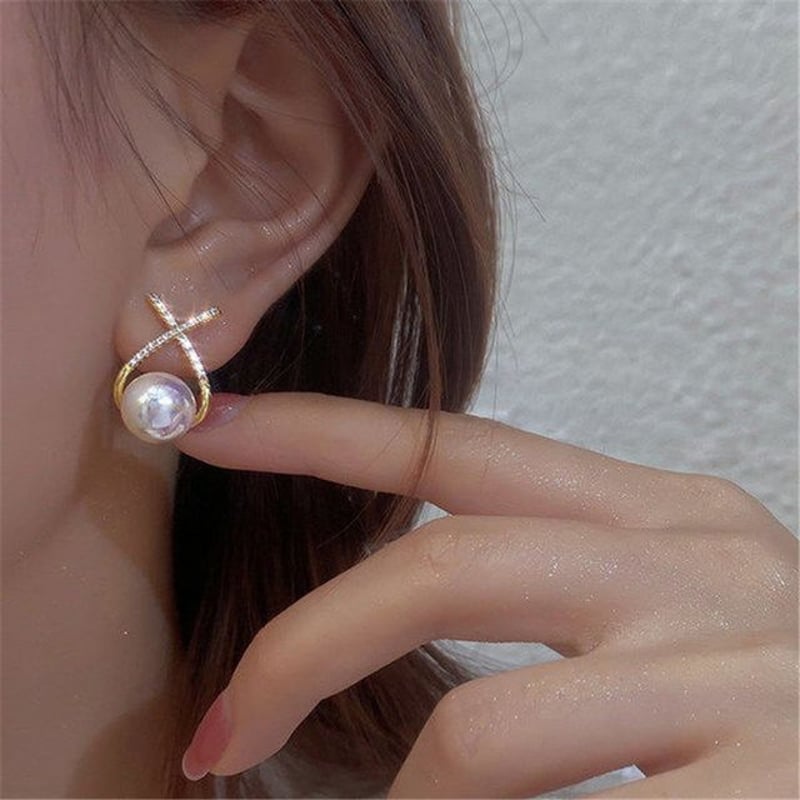 パール ピアス キラキラ ワンポイント 両耳 かわいい パールピアス