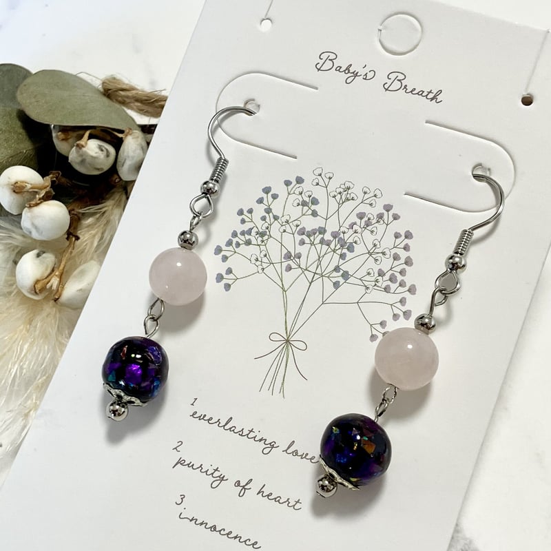 Sea of rose クリスタルピアス 水晶 クリアクオーツ Sea of rose クリスタルピアス 水晶 クリアクオーツ