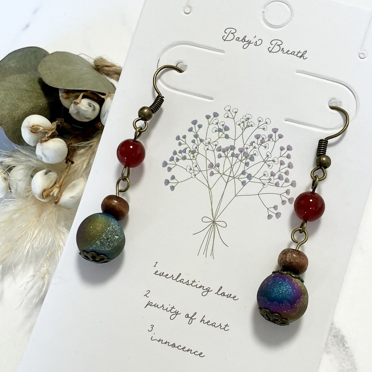 『5197』ハンドメイドピアス 5197』ハンドメイドピアス 37.アンティーク調 玉虫色ビーズ フック