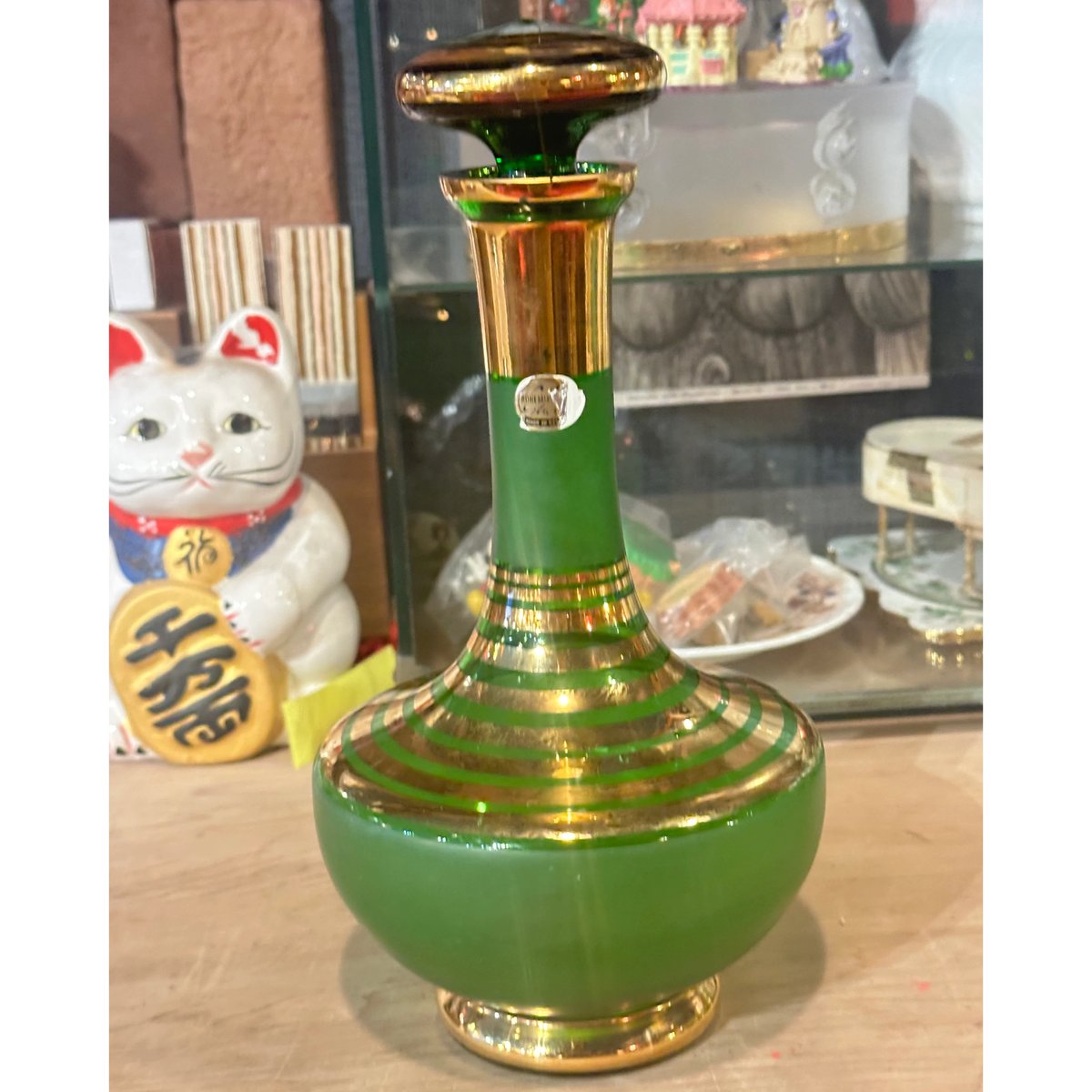 ボヘミアグラス 水さし、6点グラス チェコスロバキア産