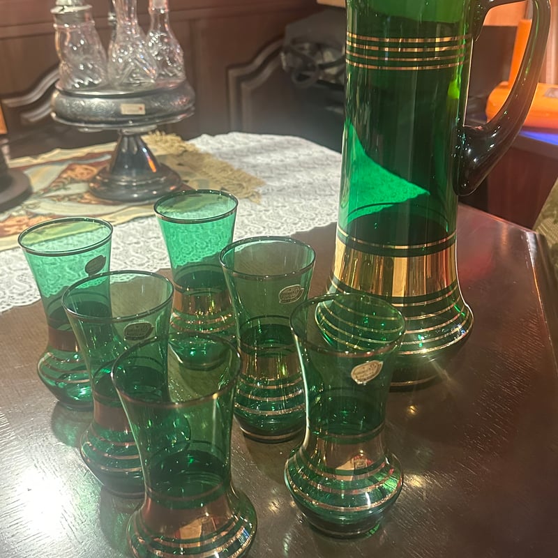 ボヘミアングラス 水差し&グラスセット | アンティーク家具と喫茶