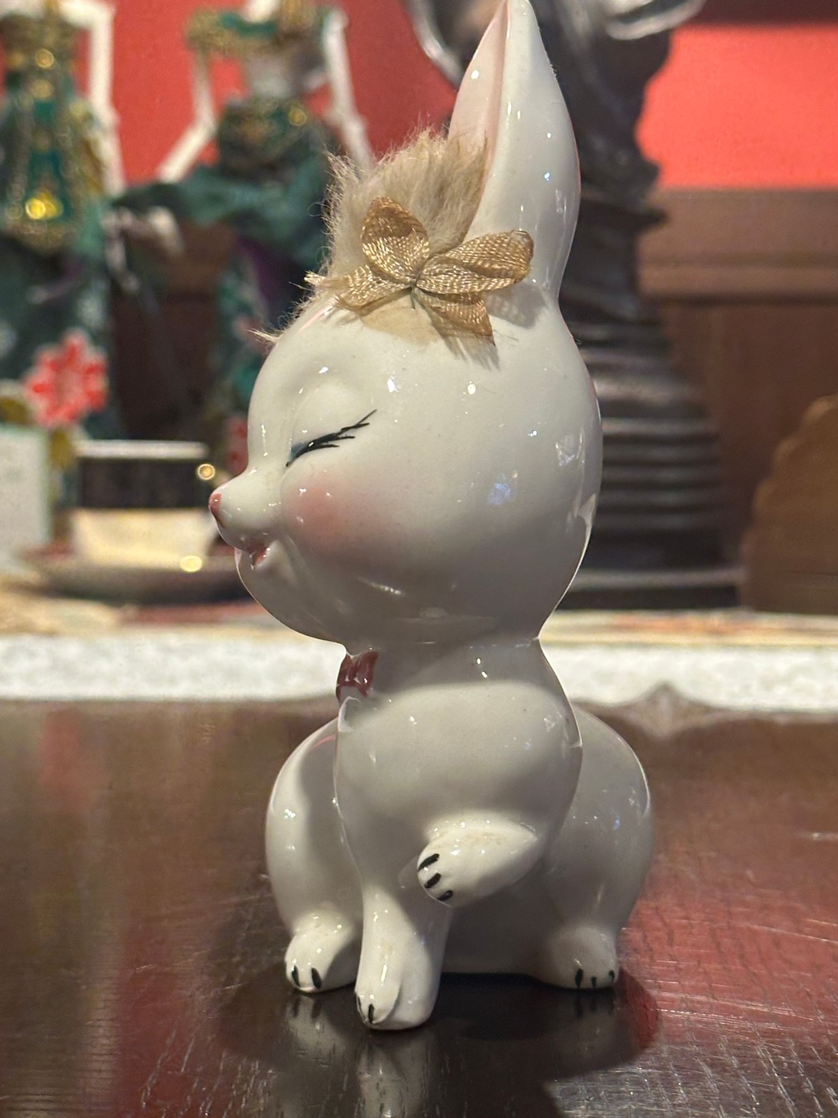 レア♡アンティーク♡うさぎ♡置物ロリータ♡昭和レトロ♡インテリア♡陶器品♡ピンク 昭和レトロ 陶器 うさぎ ペア | アンティーク家具と喫茶