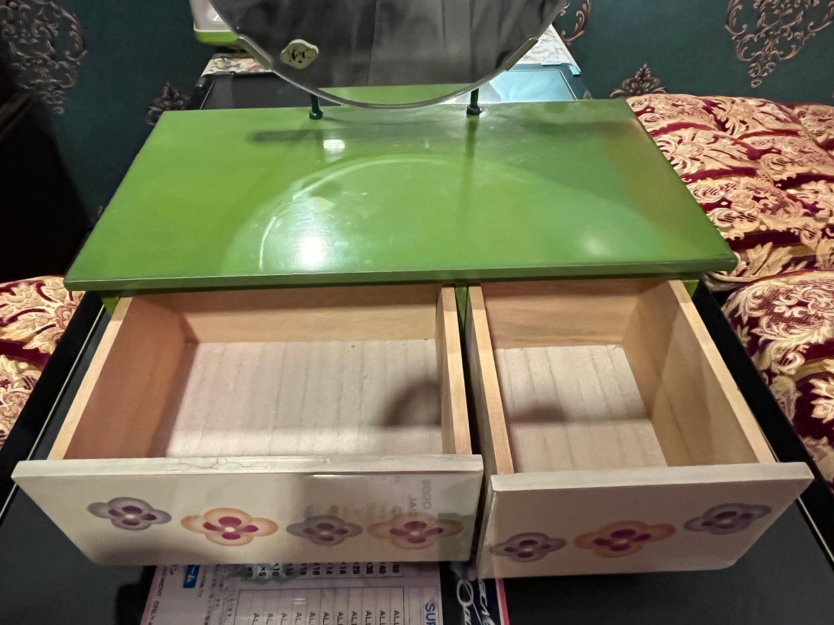 パンジーの花柄が可愛い昭和レトロな鏡台 ドレッサー | アンティーク