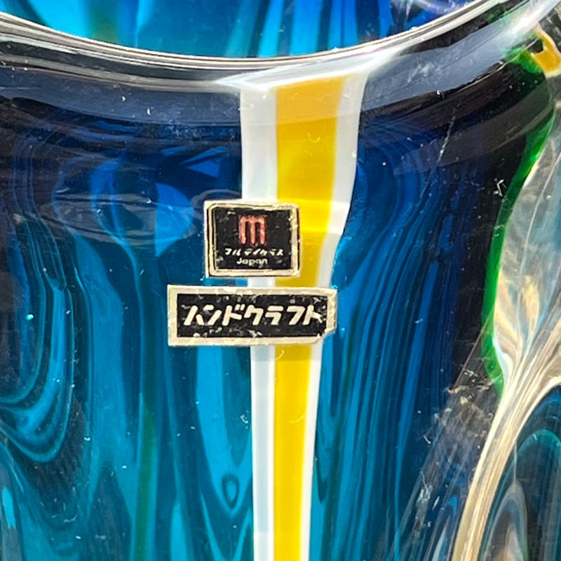 アンティーク多色フラワー型ガラスバスケットマルティグラス 日本製 フラワーベース ハンドクラフト マルティグラス | アンティーク