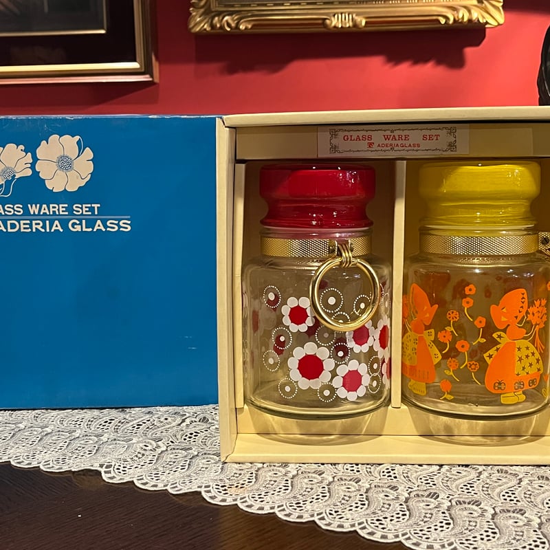 昭和レトロ アデリアグラスセット ポット 容器 GLASS WARE SET （箱