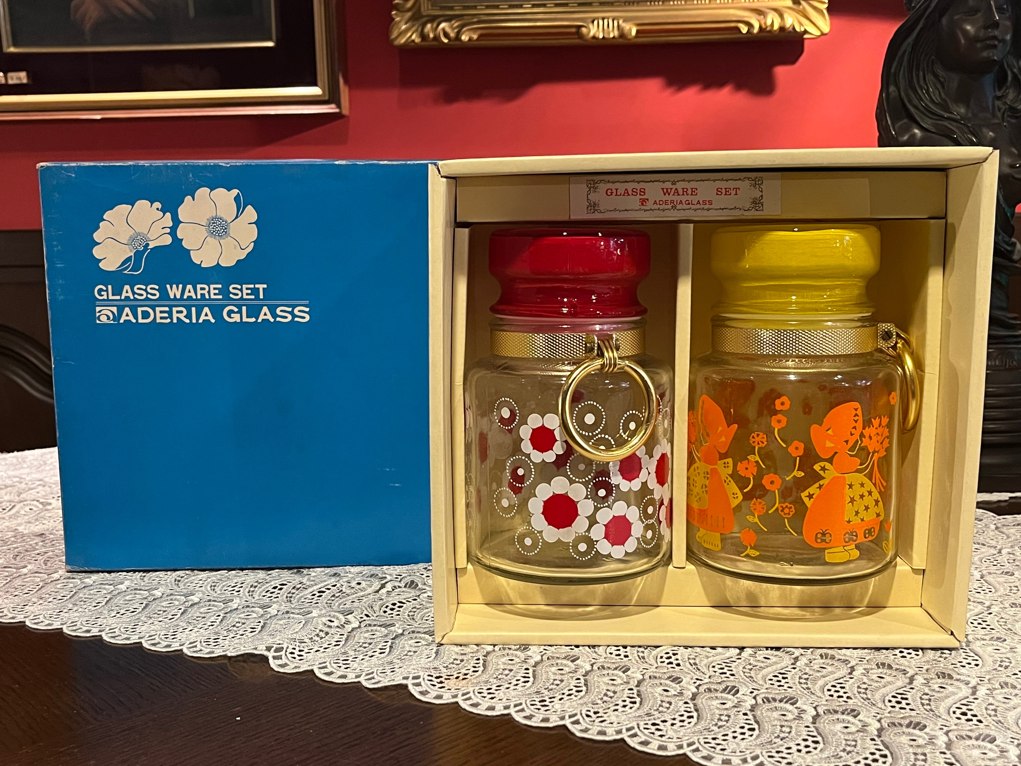 昭和レトロ アデリアグラスセット ポット 容器 GLASS WARE SET （箱