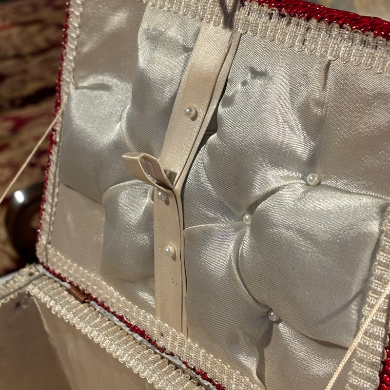 籐製　アンティーク　ハンドル付きバスケット ハンドル付き ラタン製 ピクニック バスケット - ライトベージュ