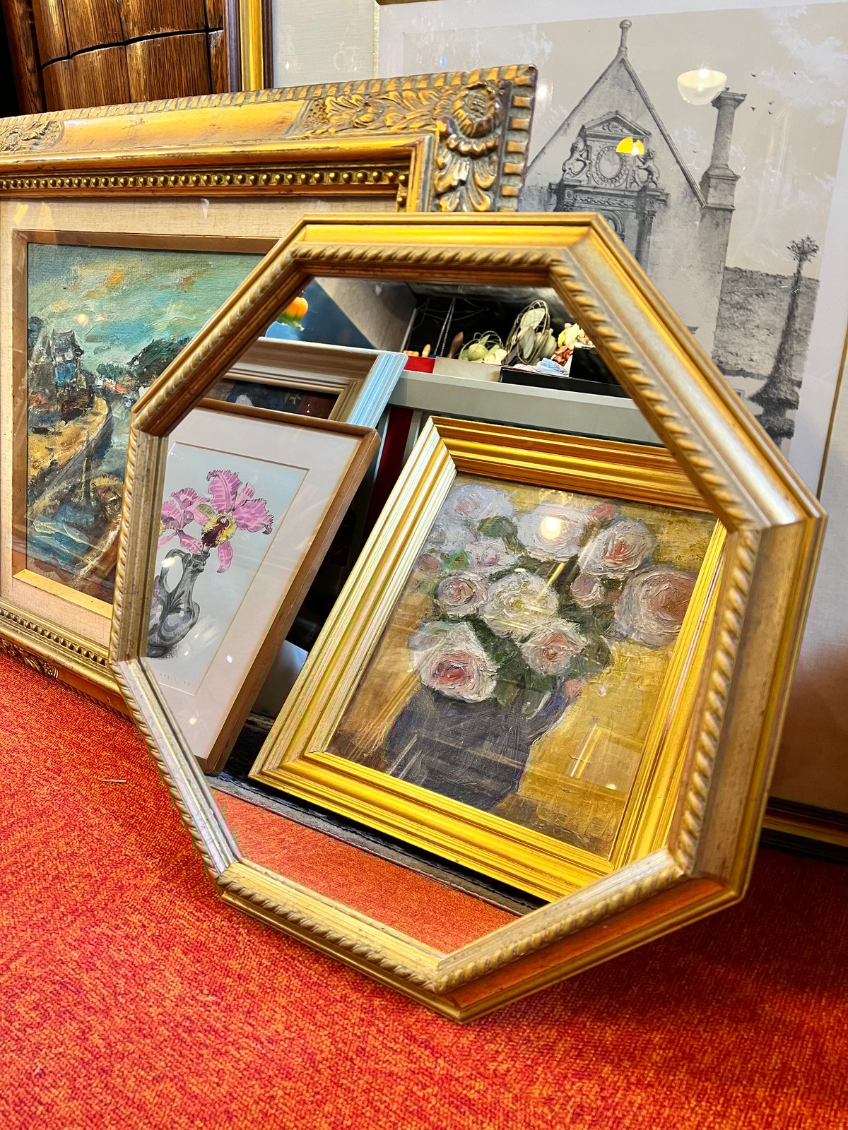 昭和レトロ！ヴィンテージ！ 姿見鏡 木製フレーム 日本製 壁掛け金具