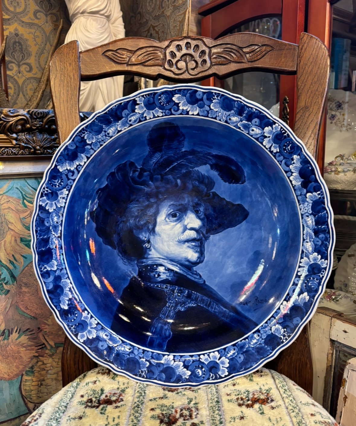 アンティーク/イングリッシュデルフトの31cm大皿 アンティーク デルフト人物画飾大皿口径 41cm | アンティーク家具と