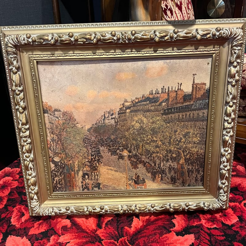1897's ピサロ 油絵「モンマルトル大通り」 | アンティーク家具と喫茶