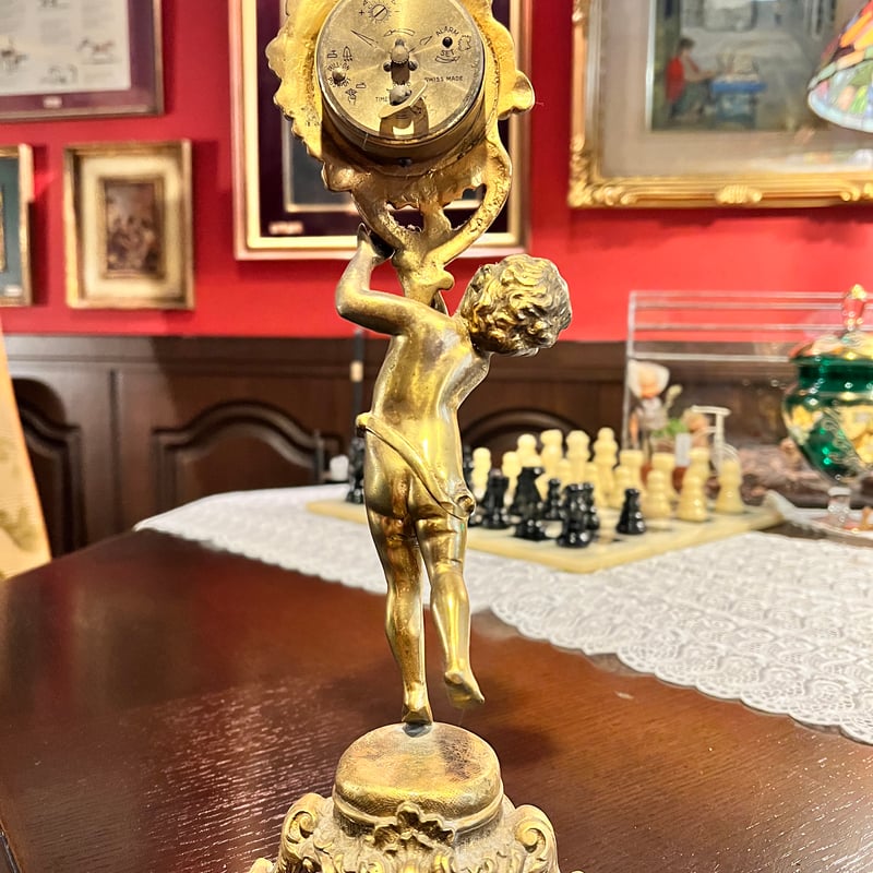 ヴィンテージ Swiza スウィザ 置時計 手巻き ゴールド スイス製 真鍮 ヴィンテージ Swiza スウィザ 置時計 手巻き ゴールド スイス製 真鍮