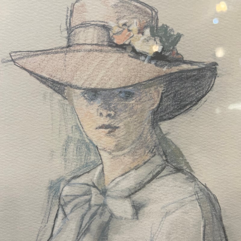 小磯良平「婦人像」額付き絵画（複製画） | アンティーク家具と