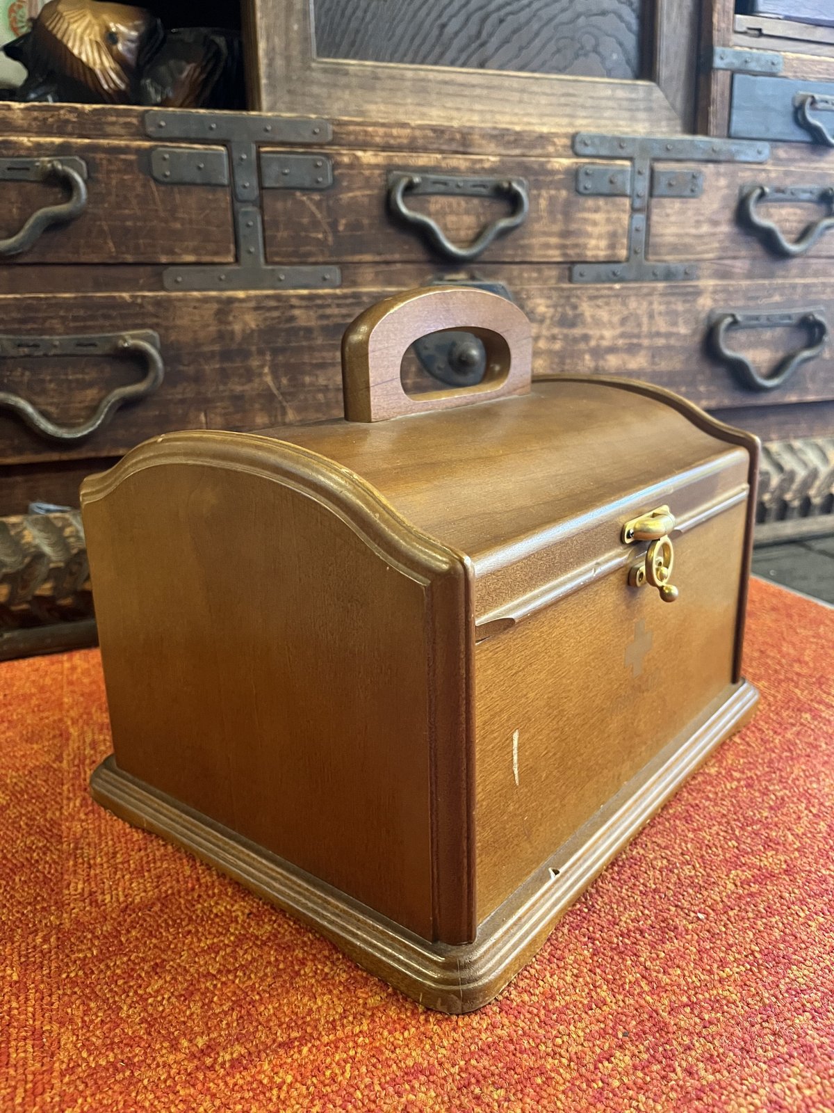 木製 救急箱薬箱 収納ボックス 小物入れ first aid