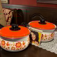 昭和レトロ ホーロー鍋 花柄 琺瑯なべ | アンティーク家具と喫茶