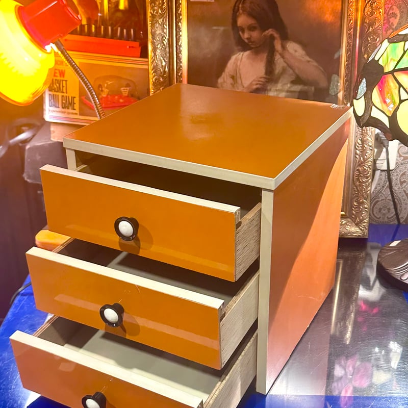 昭和 レトロ 三段ボックス レトロポップ ケース オレンジ オレンジカラーボックス3段ボックス棚ラックシェルフ昭和レトロ