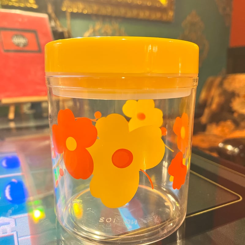 昭和レトロ 花柄プラスチックキャニスター | アンティーク家具と喫茶