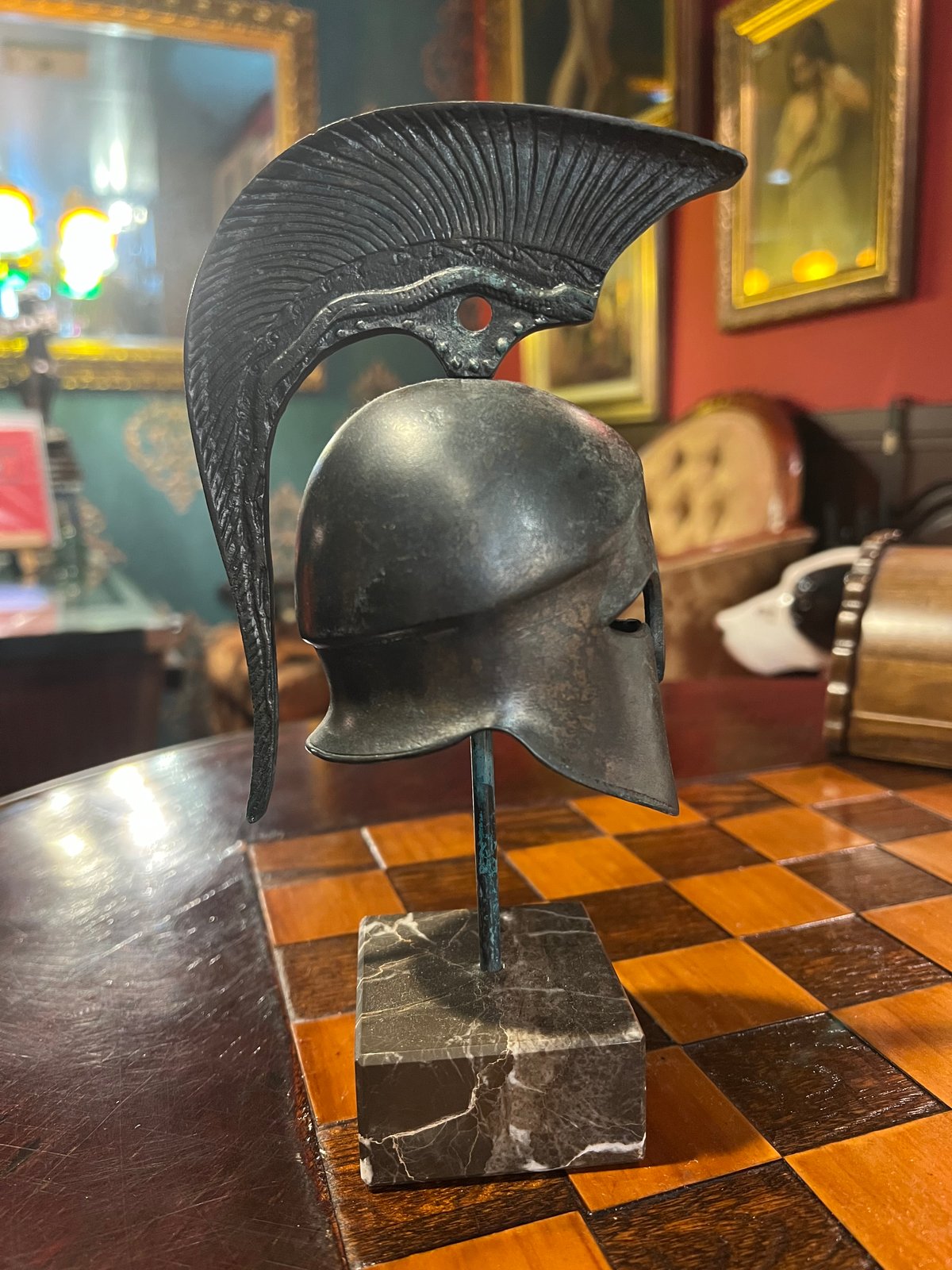 ギリシャ戦士のヘルメット置物（ブロンズ像） | アンティーク家具と