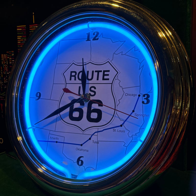 ROUTE66 ネオン時計 | アンティーク家具と喫茶キャバレーのネットショップ