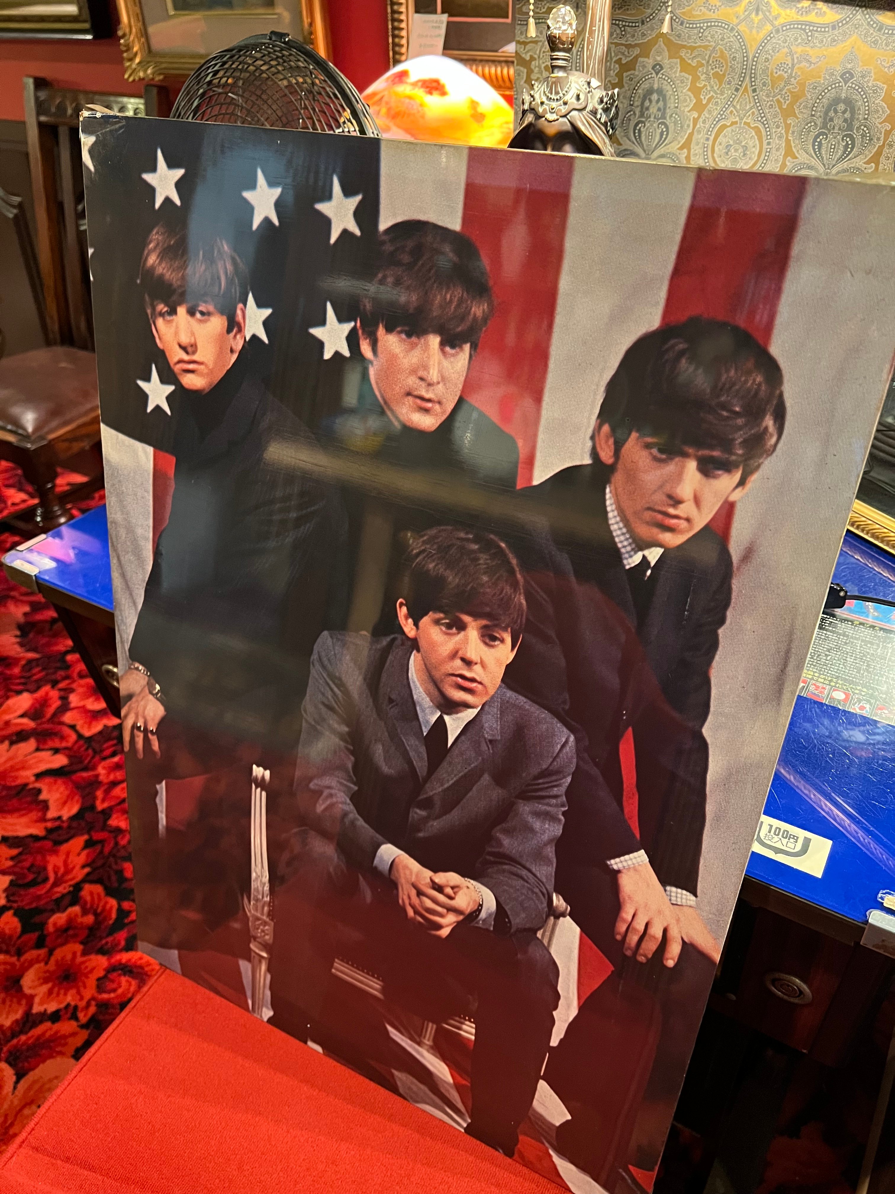 当時物】BEATLES ビートルズ 木板パネルポスター | アンティーク家具と